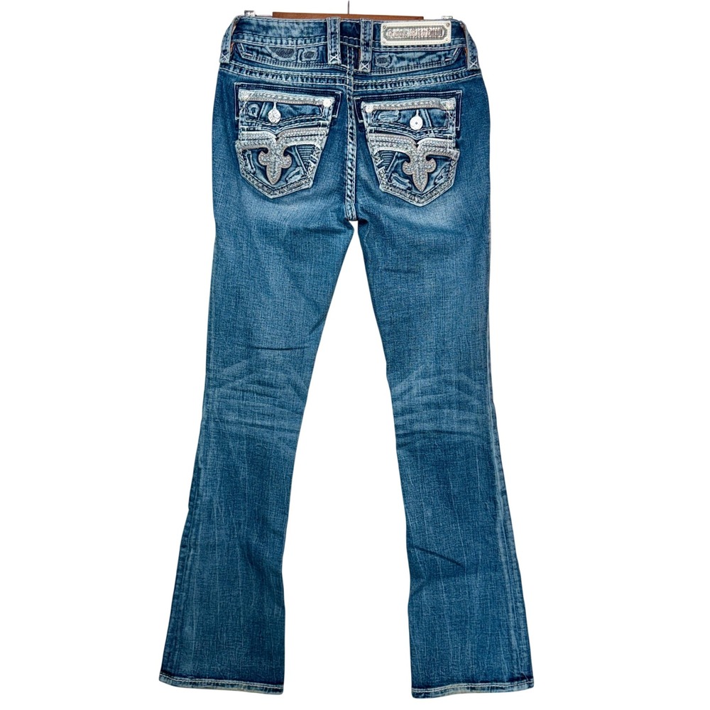 Rock Revival Cecily Bootcut Jeans Womens 26 Medium Wash Embellished Low Rise